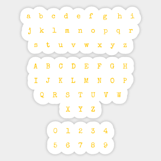 Yellow Typewriter Letters and Numbers Sticker